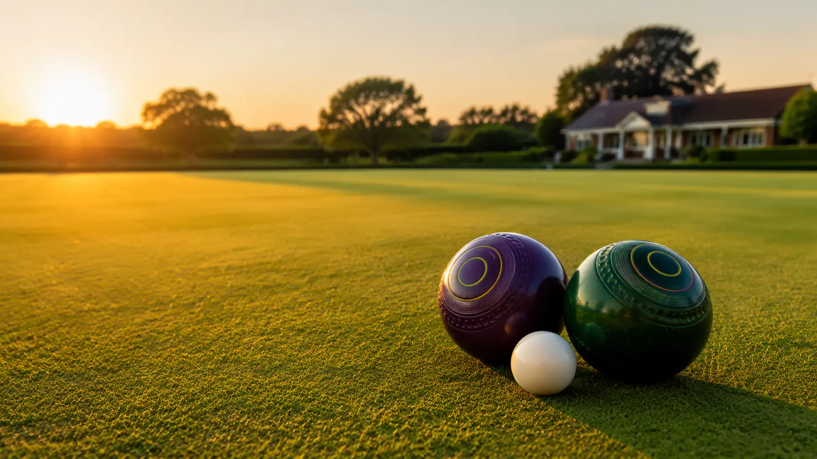 Colourful lawn bowls beside a modern bowls club website